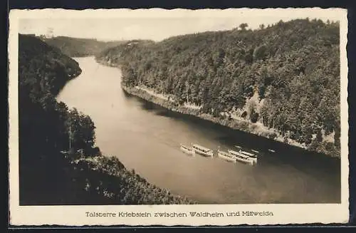 AK Waldheim / Sachsen, Talsperre Kriebstein aus der Vogelschau