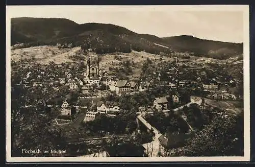 AK Forbach /Murgtal, Totalansicht mit Bergpanorama aus der Vogelschau