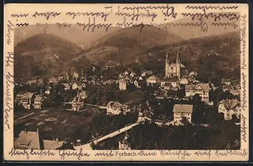 AK Forbach /Murgtal, Totalansicht mit Bergpanorama