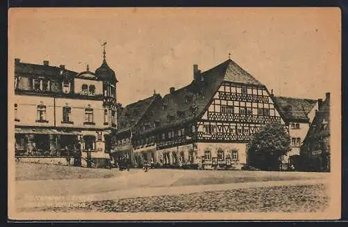 AK Hartenstein /Erzgebirge, Markt mit Volkshaus