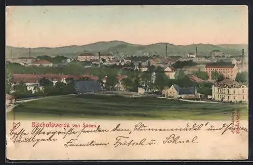 AK Bischofswerda, Ortsansicht von Süden