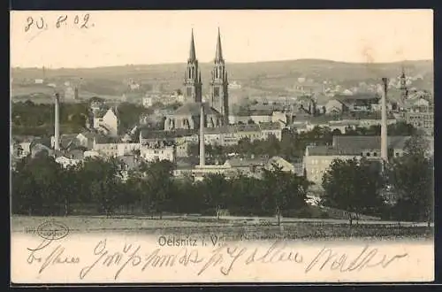 AK Oelsnitz i. V., Teilansicht mit Kirche