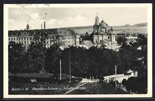 AK Büren i. W., Mauritius-Schule und Jesuitenkirche