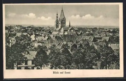 AK Soest, Panorama mit Kirchturm