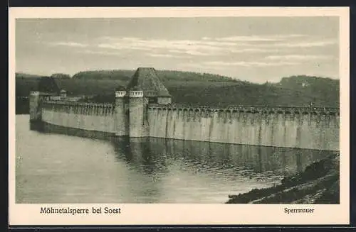 AK Möhnetalsperre bei Soest, Blick auf die Sperrmauer