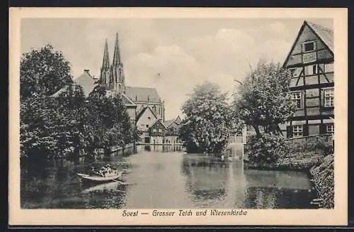 AK Soest, Grosser Teich und Wiesenkirche