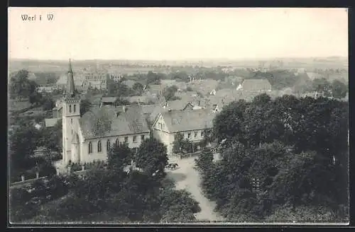 AK Werl i. W., Teilansicht mit Kirche