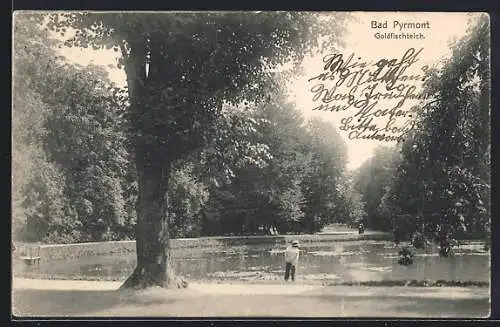 AK Bad Pyrmont, Blick auf den Goldfischteich