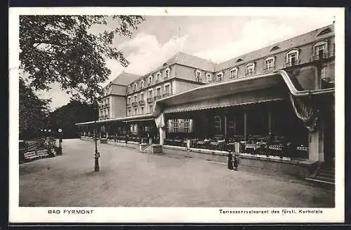 AK Bad Pyrmont, Terrassenrestaurant des fürstl. Kurhotels