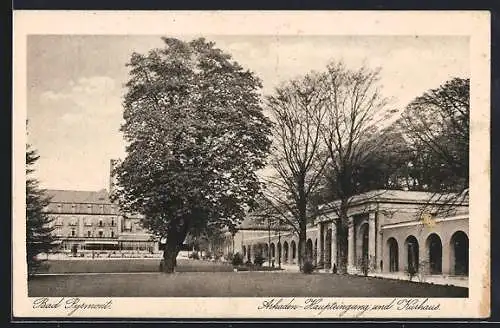 AK Bad Pyrmont, Arkaden-Haupteingang und Kurhaus