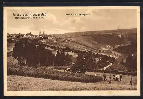 AK Freudenstadt, Rechts das Christophstal