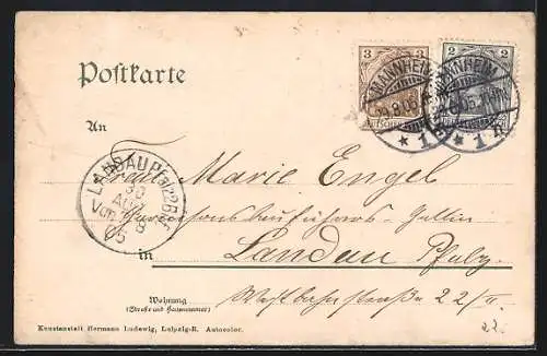 AK Mannheim, Rheinbrücke mit Strassenbahn