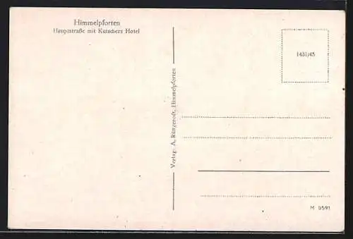 AK Himmelpforten / Niederelbe, Hauptstrasse mit Kutschers Hotel