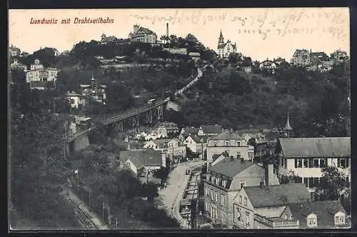 AK Dresden-Loschwitz, Ansicht mit der Drahtseilbahn