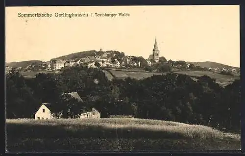 AK Oerlinghausen i. Teutoburger Wald, Ortsansicht von einem Hügel aus