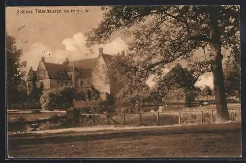 AK Halle i. W., Wiese und Teich am Schloss Tatenhausen