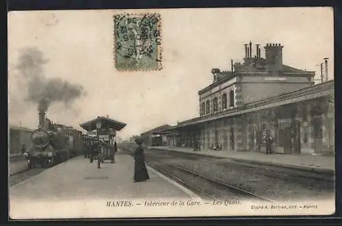 AK Mantes, Intérieur de la Gare, Les Quais, Bahnhof