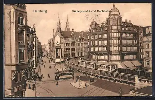 AK Hamburg, Rödingsmarkt und Hochbahn