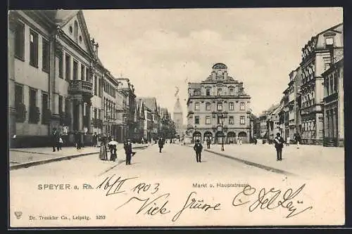 AK Speyer, Markt und Hauptstrasse