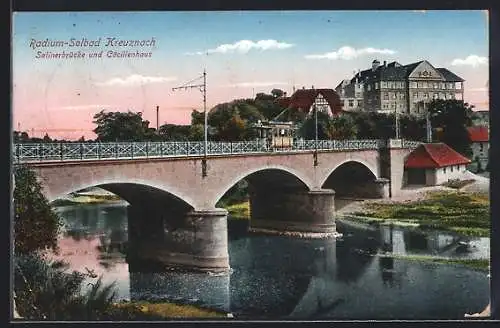 AK Bad Kreuznach, Salinerbrücke und Cäcilienhaus