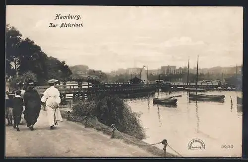 AK Hamburg-St.Georg, Partie an der Alster