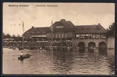 AK Hamburg-Winterhude, Stadthalle, Wasserseite