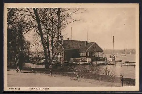 AK Hamburg-St.Georg, Motiv an der Alster