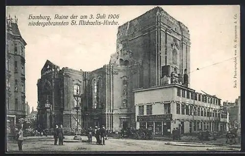 AK Hamburg-Neustadt, Ruine des Brandes der grossen Michaeliskirche, 3. Julil 1906