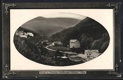 Passepartout-AK Gehlberg / Thür., Hotel und Pension Gehlberger Mühle