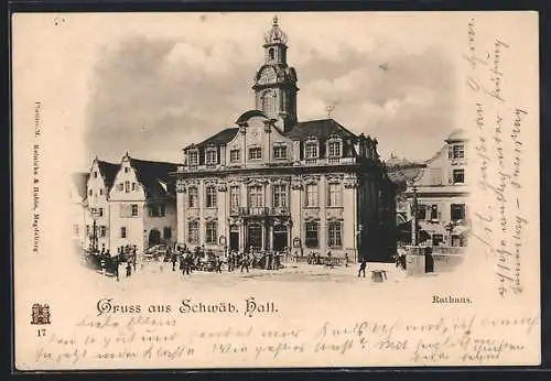 AK Schwäb. Hall, Rathaus im Sonnenschein