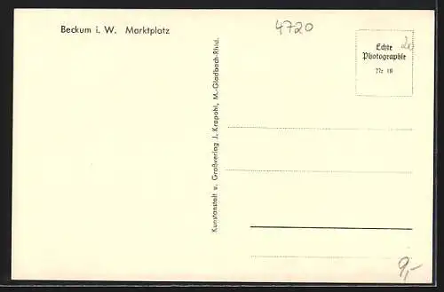 AK Beckum i. W., Marktplatz mit Cafe und Telefonhäuschen