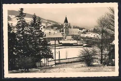 AK Spital am Semmering, Teilansicht mit Kirche im Winter