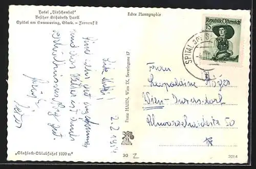 AK Spital a. Semmering, Hotel Hirschenhof im Winter, Inh. Elizabeth Hartl