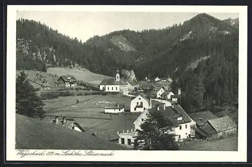 AK Wegscheid, Teilansicht aus der Vogelschau