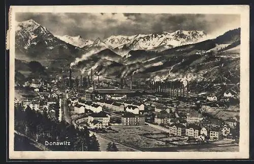 AK Donawitz, Panorama mit Fabriken und den Bergen