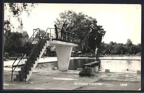 AK Burgau /Oststmk., Sprungturm im Freibad