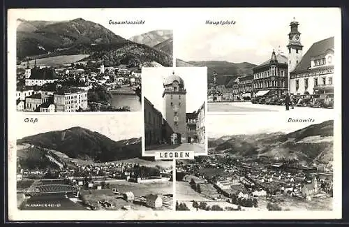 AK Leoben, Gesamtansicht, Hauptplatz, Turmansicht, Donawitz und Göss