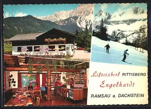 AK Ramsau am Dachstein, Cafe Liftstüberl Rittisberg J. Engelhardt, Skiläufer