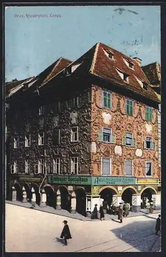 AK Graz, Hauptplatz Luegg und Briefpapier-Spezialhaus