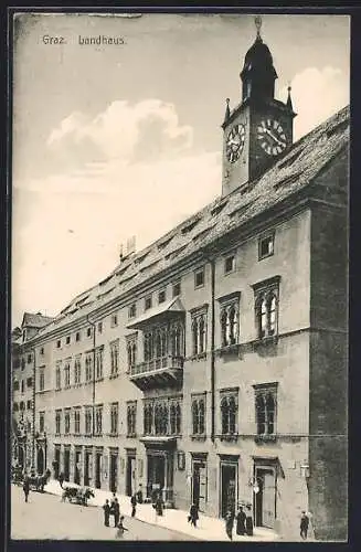 AK Graz, Strassenpartie am Landhaus