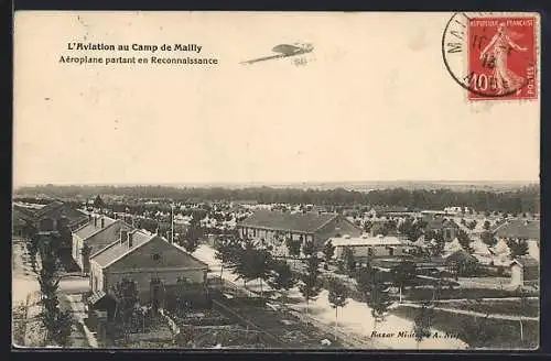 AK Camp de Mailly, Aeroplane partant en reconnaissance