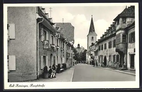 AK Bad Krozingen, Hauptstrasse mit Geschäften