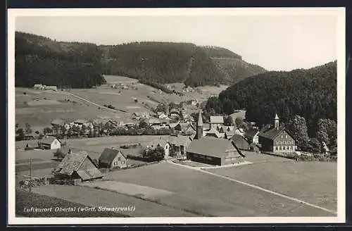 AK Obertal / Baiersbronn, Ortsansicht mit Feldern