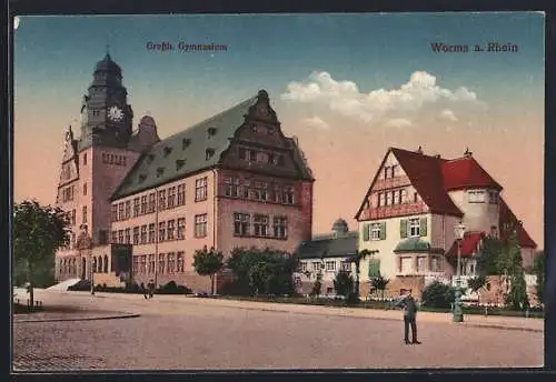 AK Worms, Grossh. Gymnasium von aussen