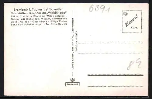 AK Brombach i. Taunus, Gasthaus-Kurpension Haus Waldfriede