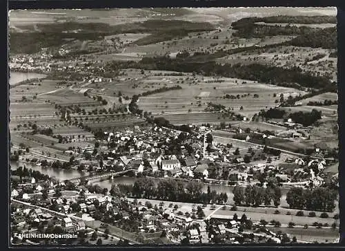 AK Rheinheim, Cafe Gerspacher, Fliegeraufnahme der gesamten Stadt