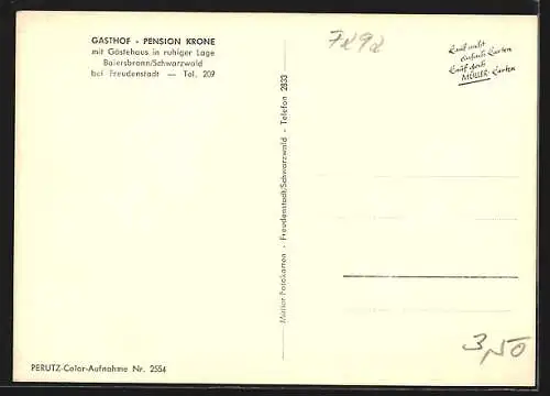 AK Baiersbronn / Schwarzwald, Gasthof und Pension Krone