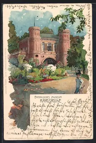 Lithographie Karlsruhe, Partie im Botanischen Garten