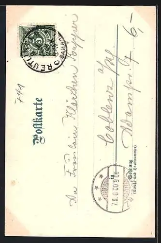 Künstler-AK F. Perlberg: Lichtenstein / Echaztal, Blick zur Burg