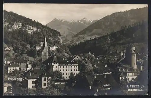 AK Feldkirch, Teilansicht mit Bergen